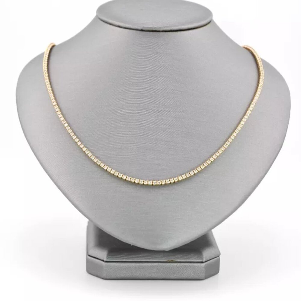 14KT Yellow Gold Diamond Tennis Necklace 7.50 ct